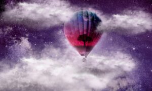 fantasy, hot air balloon, dream, nature, clouds, imagination